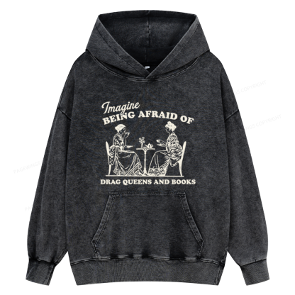 Pagewings Drag Queens Unisex Washed Hoodie