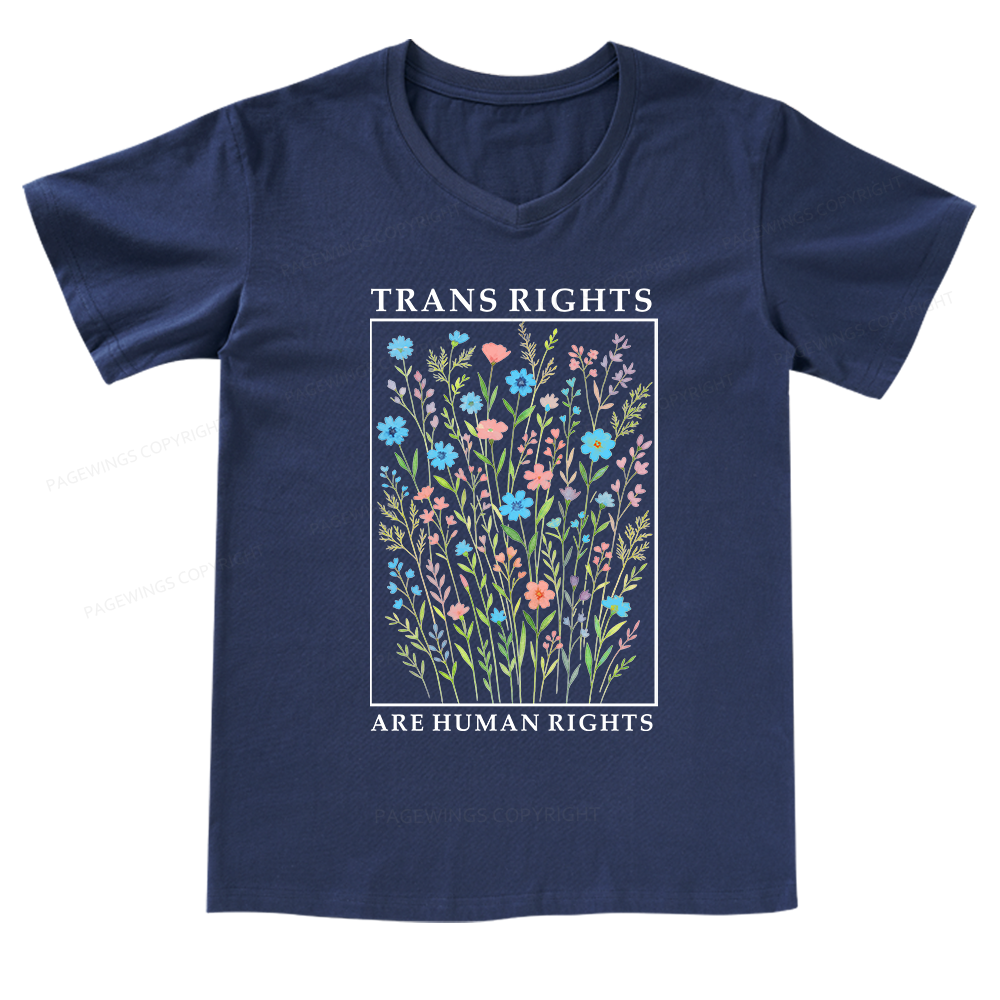 Pagewings Trans Rights Are Human Rights V-neck T-shirt