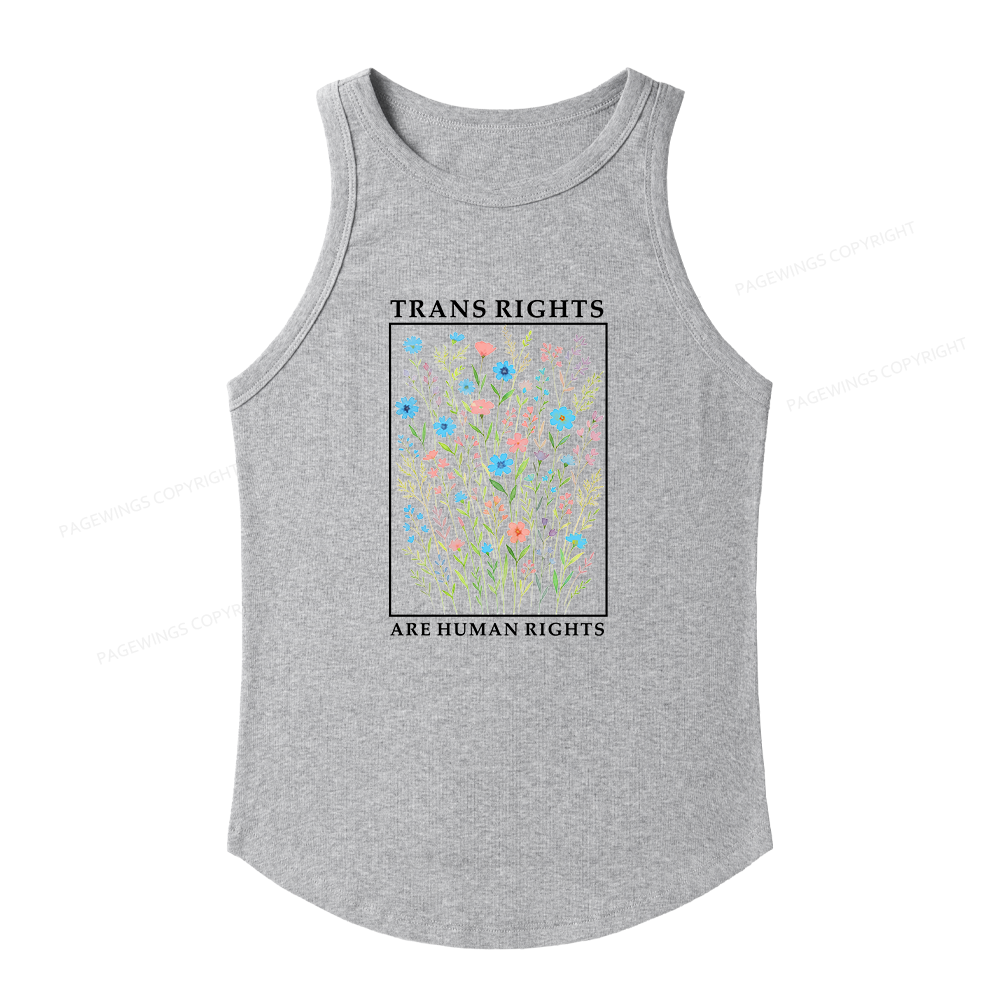 Pagewings Slim Fit Trans Rights Are Human Rights Women's Fitted Tank Top 