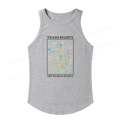 Pagewings Slim Fit Trans Rights Are Human Rights Women's Fitted Tank Top 