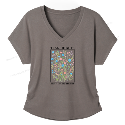 Pagewings Trans Rights Are Human Rights Soft Women's Modal V-neck T-shirt  