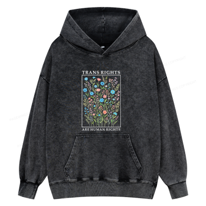 Pagewings Trans Rights Are Human Rights Unisex Washed Hoodie