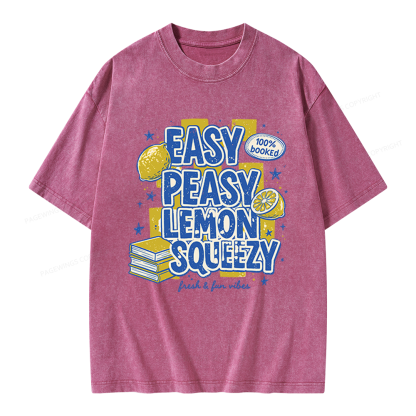 Pagewings Easy Peasy Lemon Squeezy Unisex Washed T-shirt