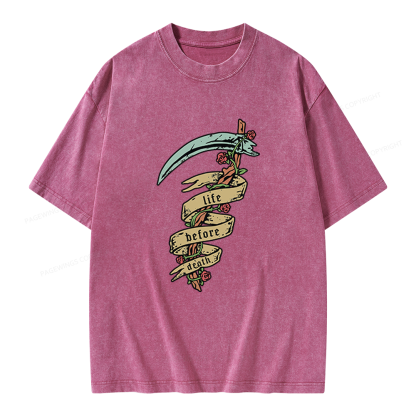 Pagewings Life Before Death Unisex Washed T-shirt