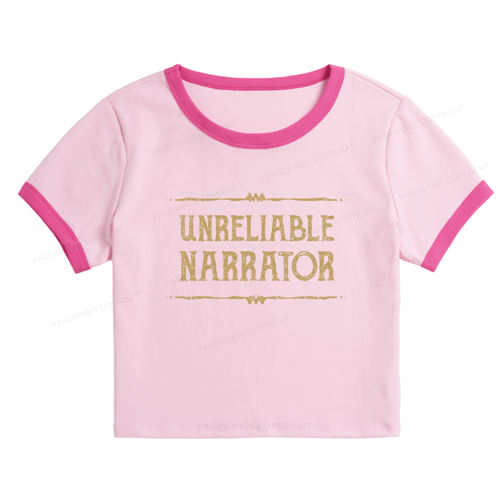 Pagewings Unreliable Narrator Baby Tee Cropped Ringer T-Shirt