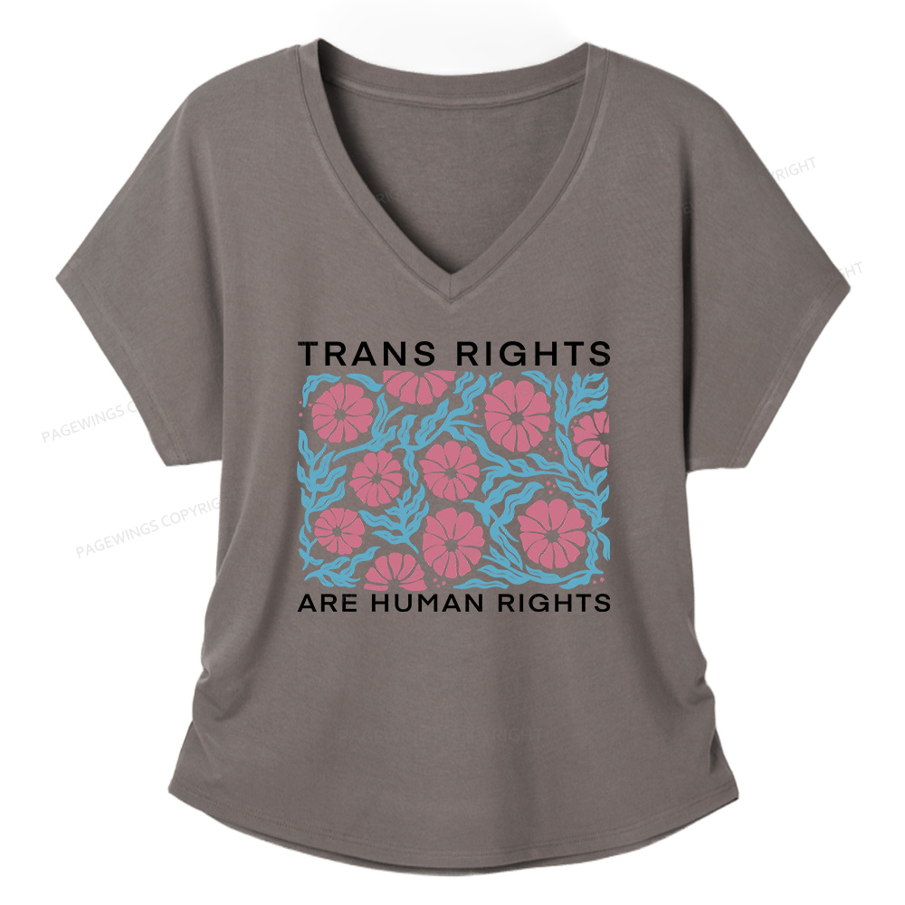 Pagewings Trans Rights Are Human Rights Soft Women's Modal V-neck T-shirt  