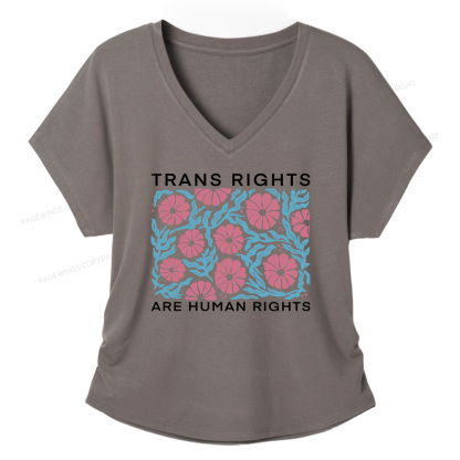 Pagewings Trans Rights Are Human Rights Soft Women's Modal V-neck T-shirt  