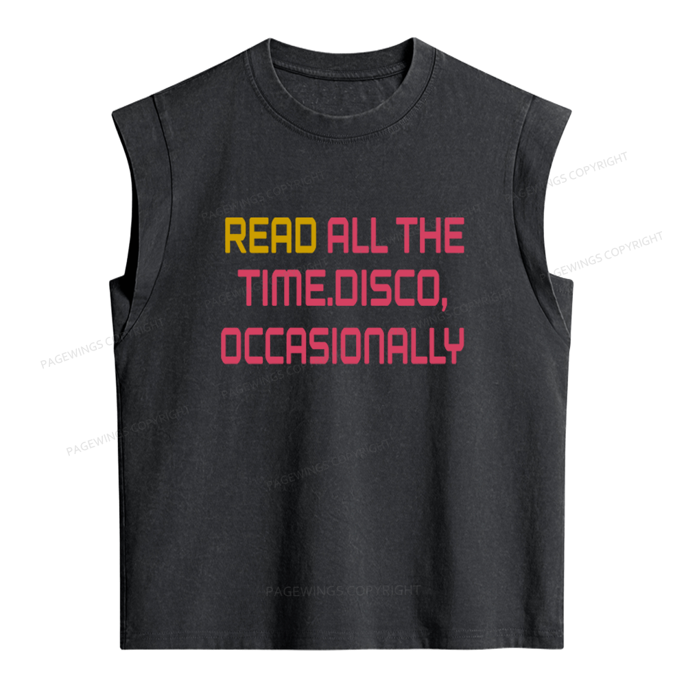 Pagewings Read All The Time Disco Occasionally Women's Washed Tank Top