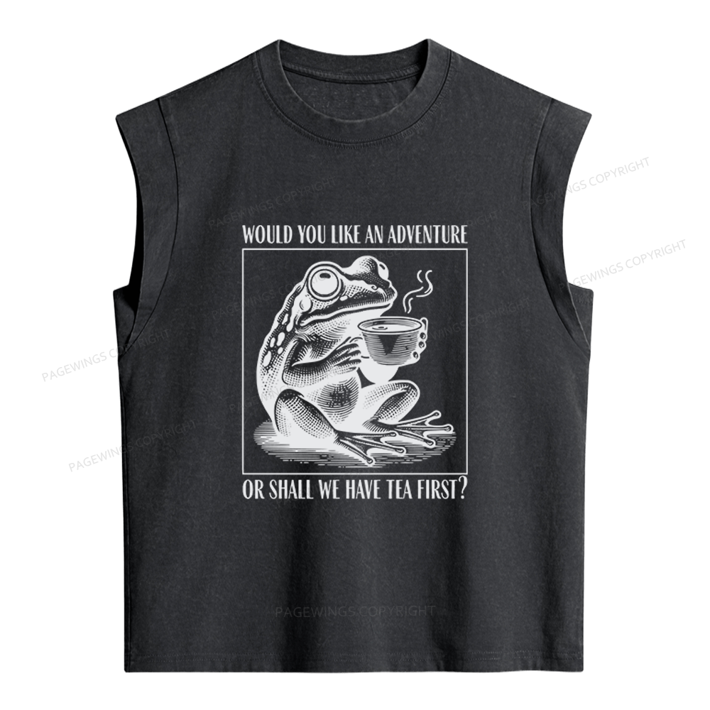 Pagewings Funny Frog Women's Washed Tank Top