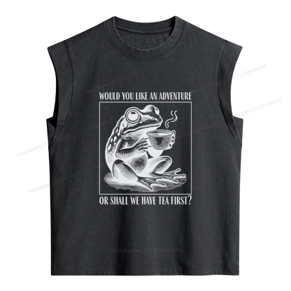 Pagewings Funny Frog Women's Washed Tank Top