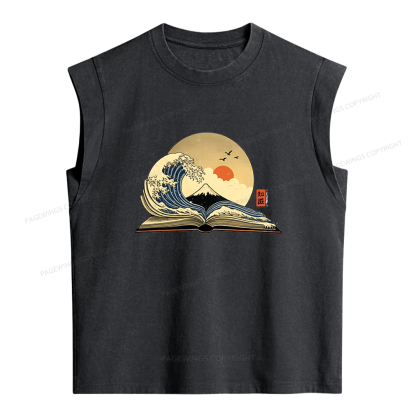 Pagewings Great Wave of Knowledge Women's Washed Tank Top
