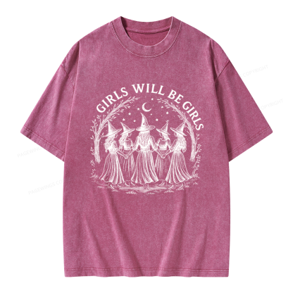 Pagewings Girls Will Be Girls Unisex Washed T-shirt