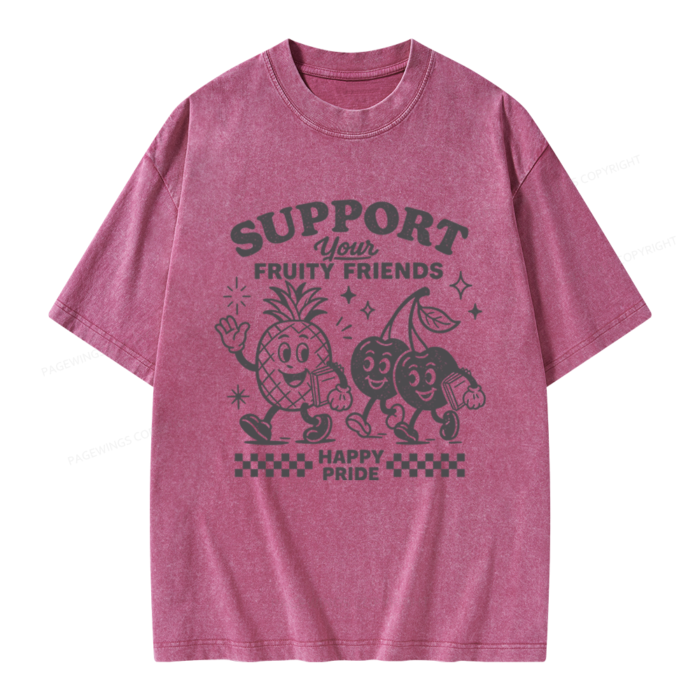 Pagewings Fruity Friends Unisex Washed T-shirt