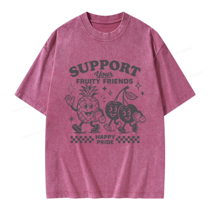 Pagewings Fruity Friends Unisex Washed T-shirt