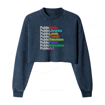 Pagewings Public Libraries Washed Crop Sweatshirt