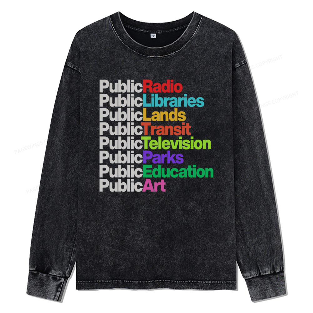 Pagewings Public Libraries Unisex Washed Long Sleeve T-shirt