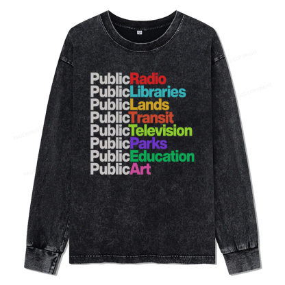 Pagewings Public Libraries Unisex Washed Long Sleeve T-shirt
