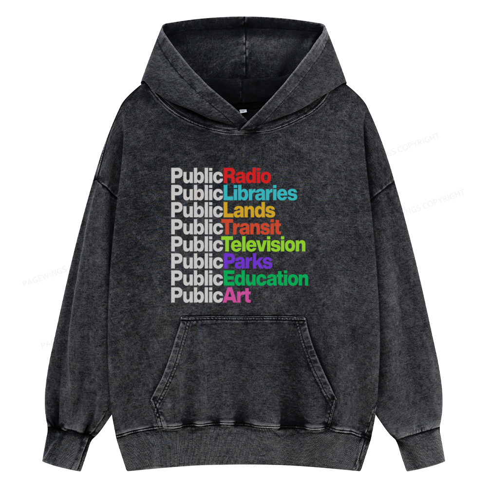 Pagewings Public Libraries Unisex Washed Hoodie