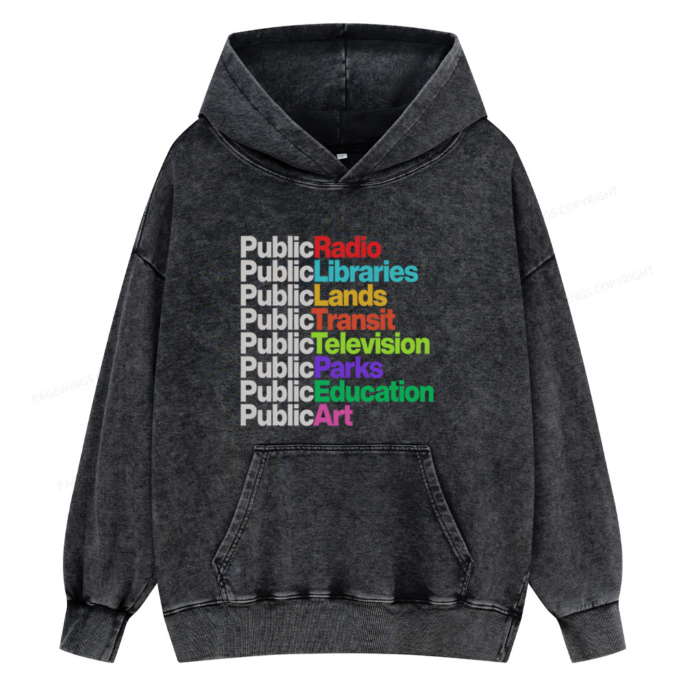 Pagewings Public Libraries Unisex Washed Hoodie