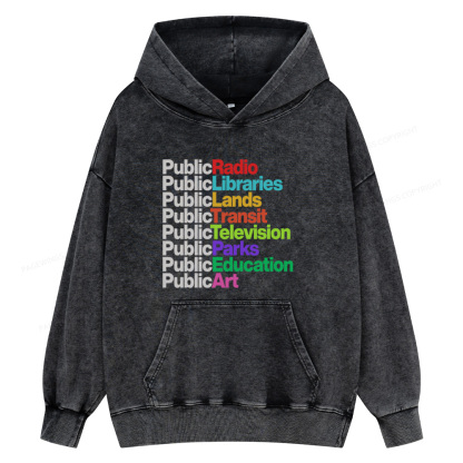 Pagewings Public Libraries Unisex Washed Hoodie