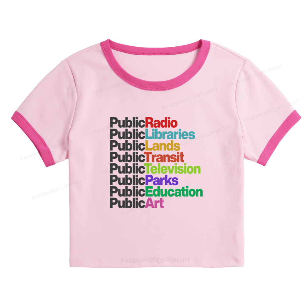Pagewings Public Libraries Baby Tee Cropped Ringer T-Shirt 