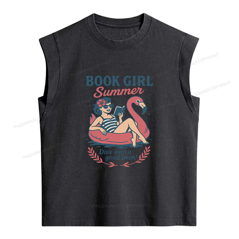 Pagewings Book Girl Summer Women's Washed Tank Top