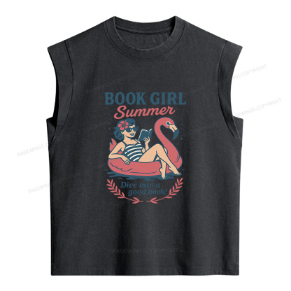 Pagewings Book Girl Summer Women's Washed Tank Top