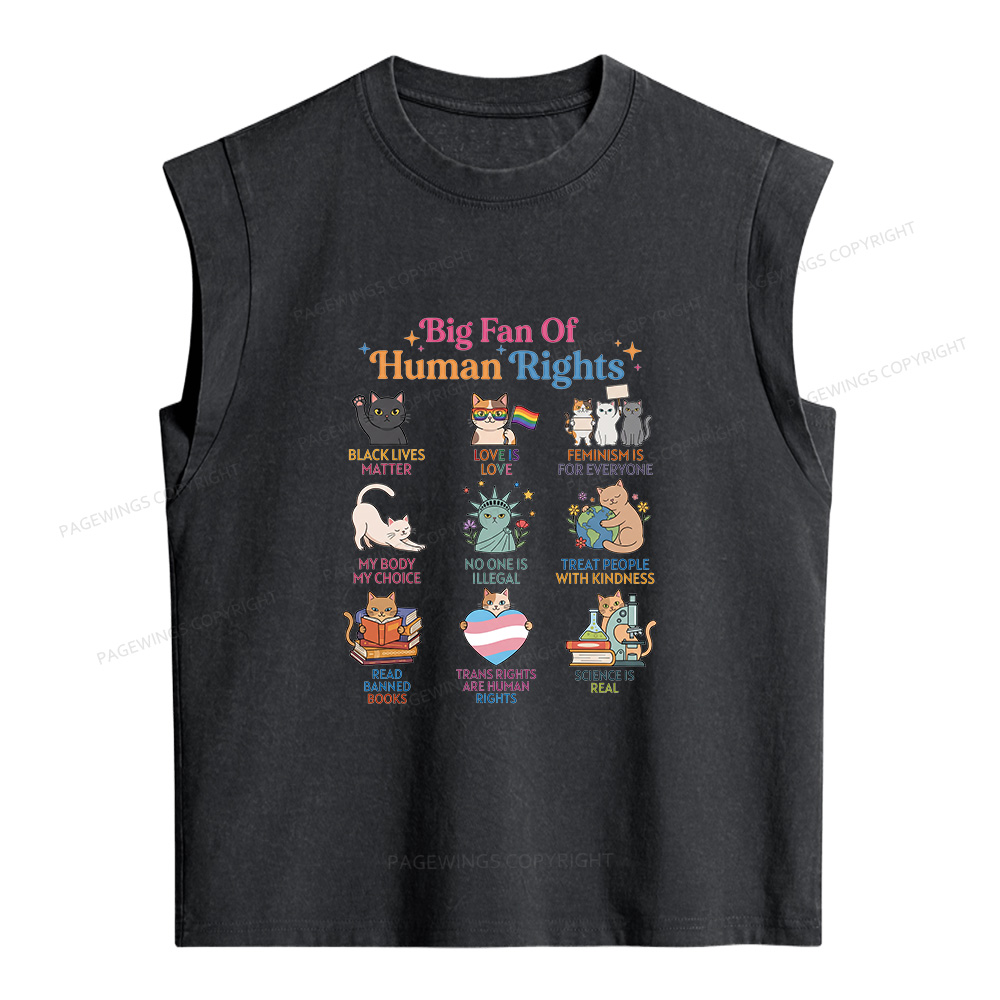 Pagewings Big Fan Of Human Rights Women's Washed Tank Top