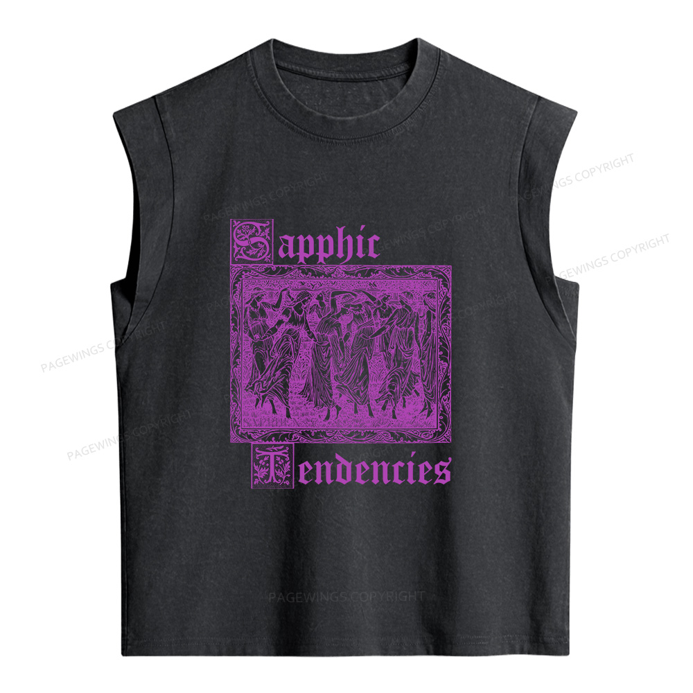 Pagewings Sapphic Tendencies Women's Washed Tank Top