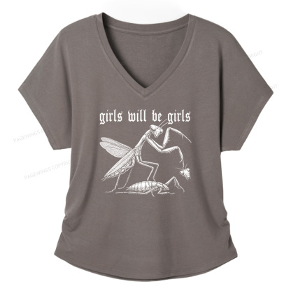 Pagewings Girls Will Be Girls Soft Women's Modal V-neck T-shirt