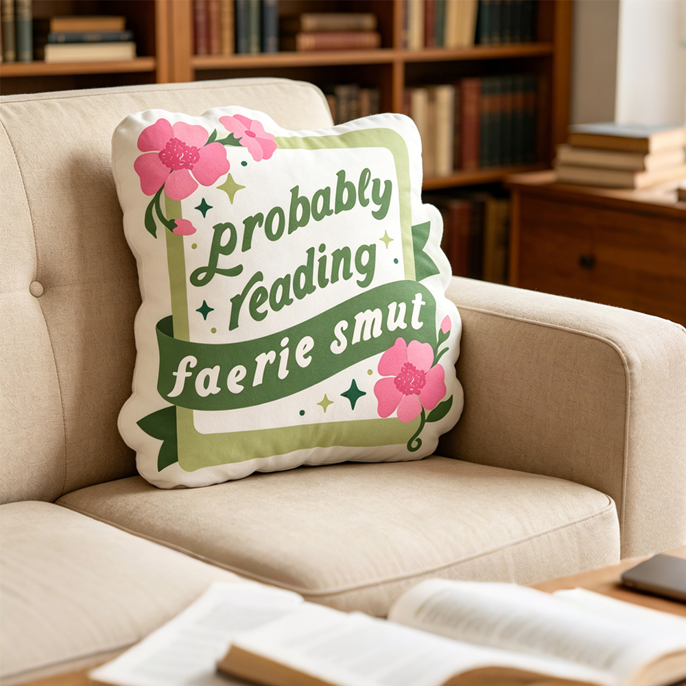 Pagewings Probably Reading Fairy Smut Shaped Throw Pillow