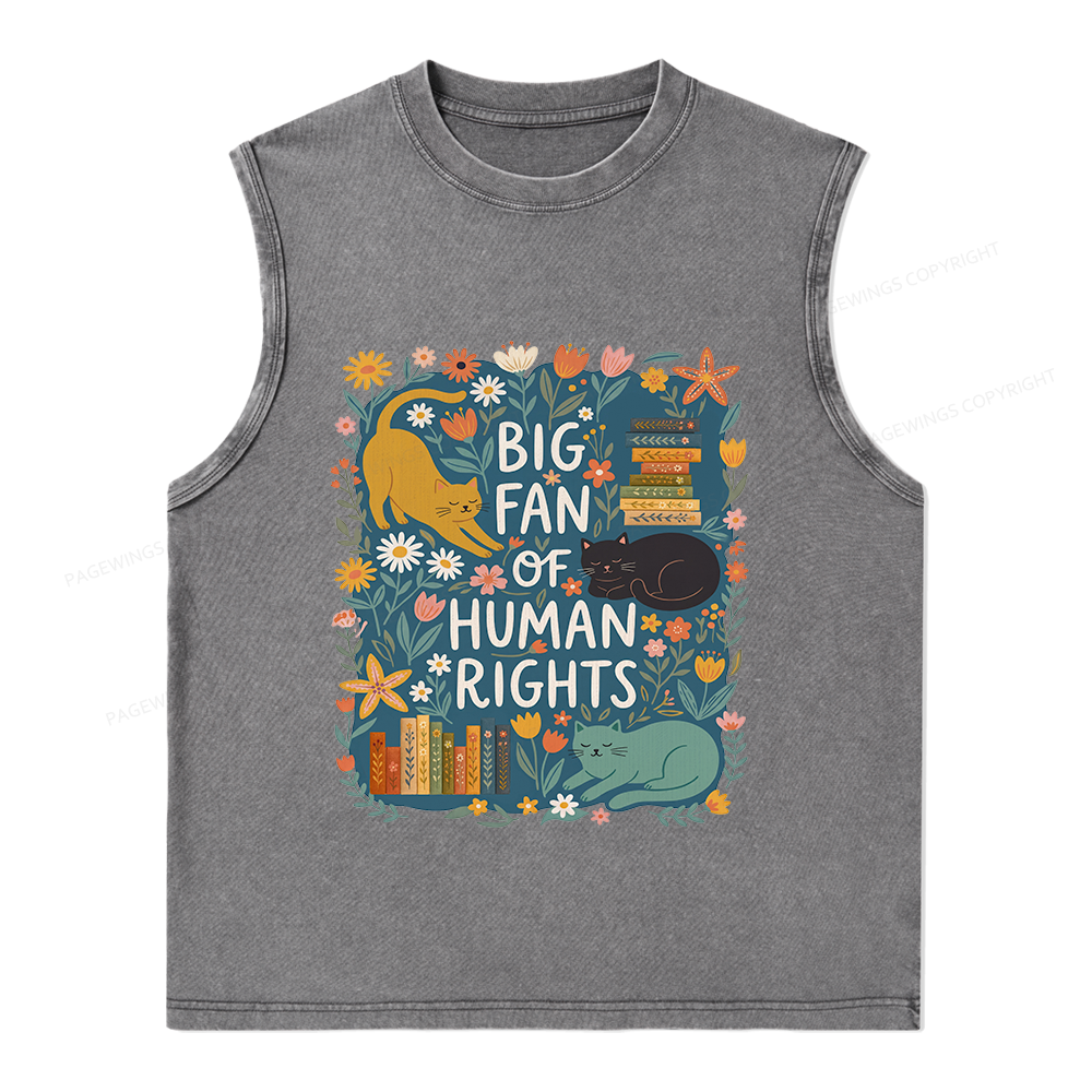 Pagewings Big Fan Of Human Rights Unisex Washed Tank Top
