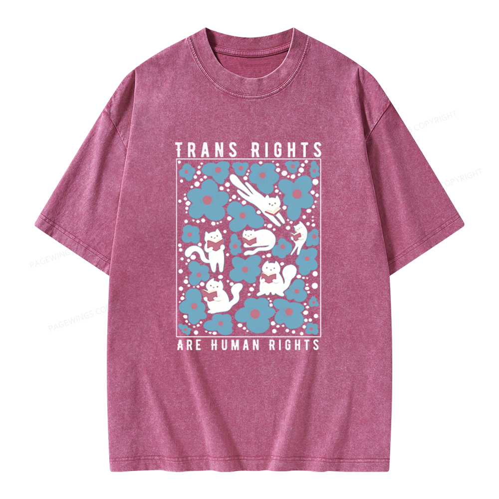 Pagewings Trans Rights Are Human Rights Unisex Washed T-shirt