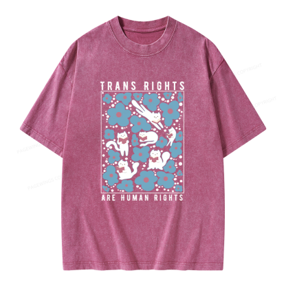 Pagewings Trans Rights Are Human Rights Unisex Washed T-shirt
