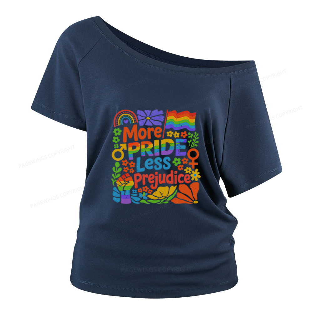 Pagewings More Pride Less Prejudice Women Off Shoulder T-shirts