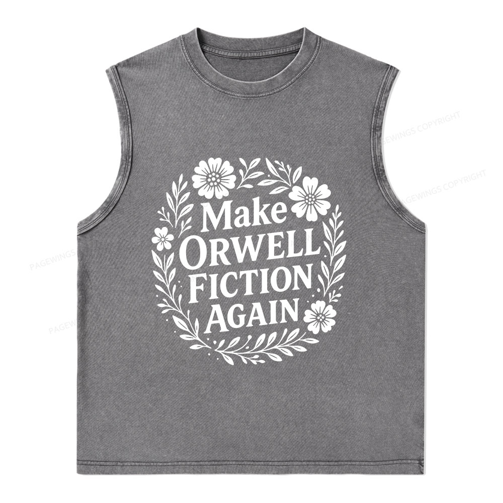 Pagewings Make Orwell Fiction Again Unisex Washed Tank Top