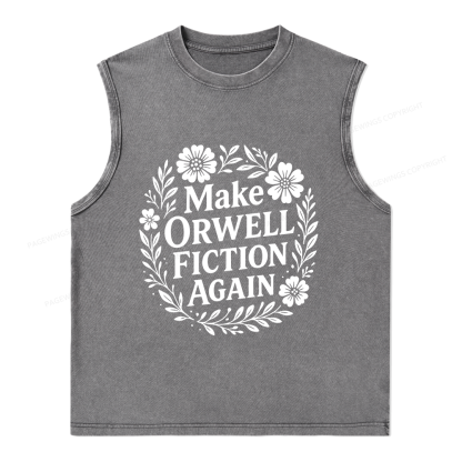 Pagewings Make Orwell Fiction Again Unisex Washed Tank Top