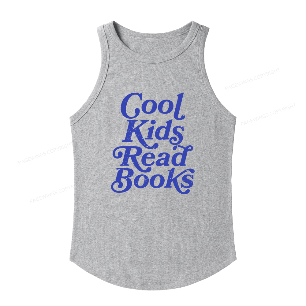 Pagewings Slim Fit Cool Kids Read Books Women's Fitted Tank Top 
