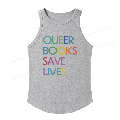 Pagewings Slim Fit Queer Books Save Lives Women's Fitted Tank Top 