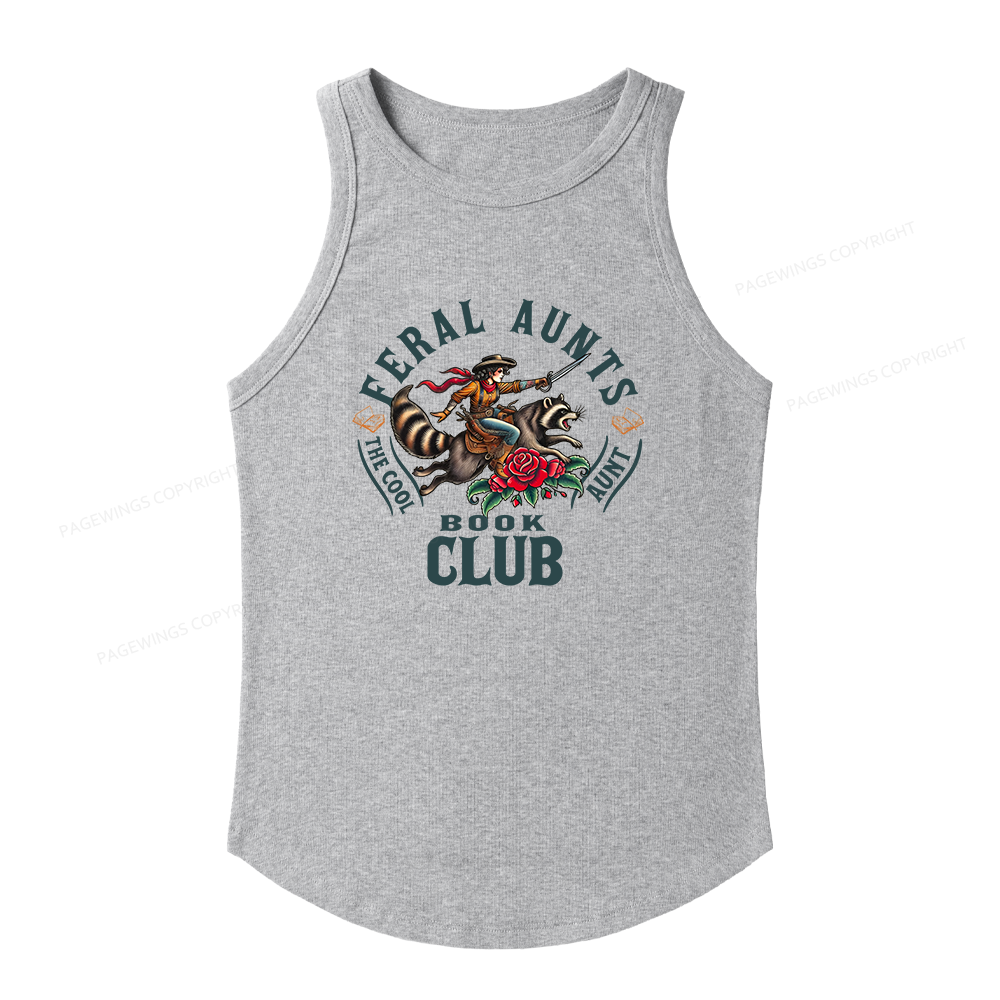 Pagewings Slim Fit Feral Aunt Social Book Club Women's Fitted Tank Top 