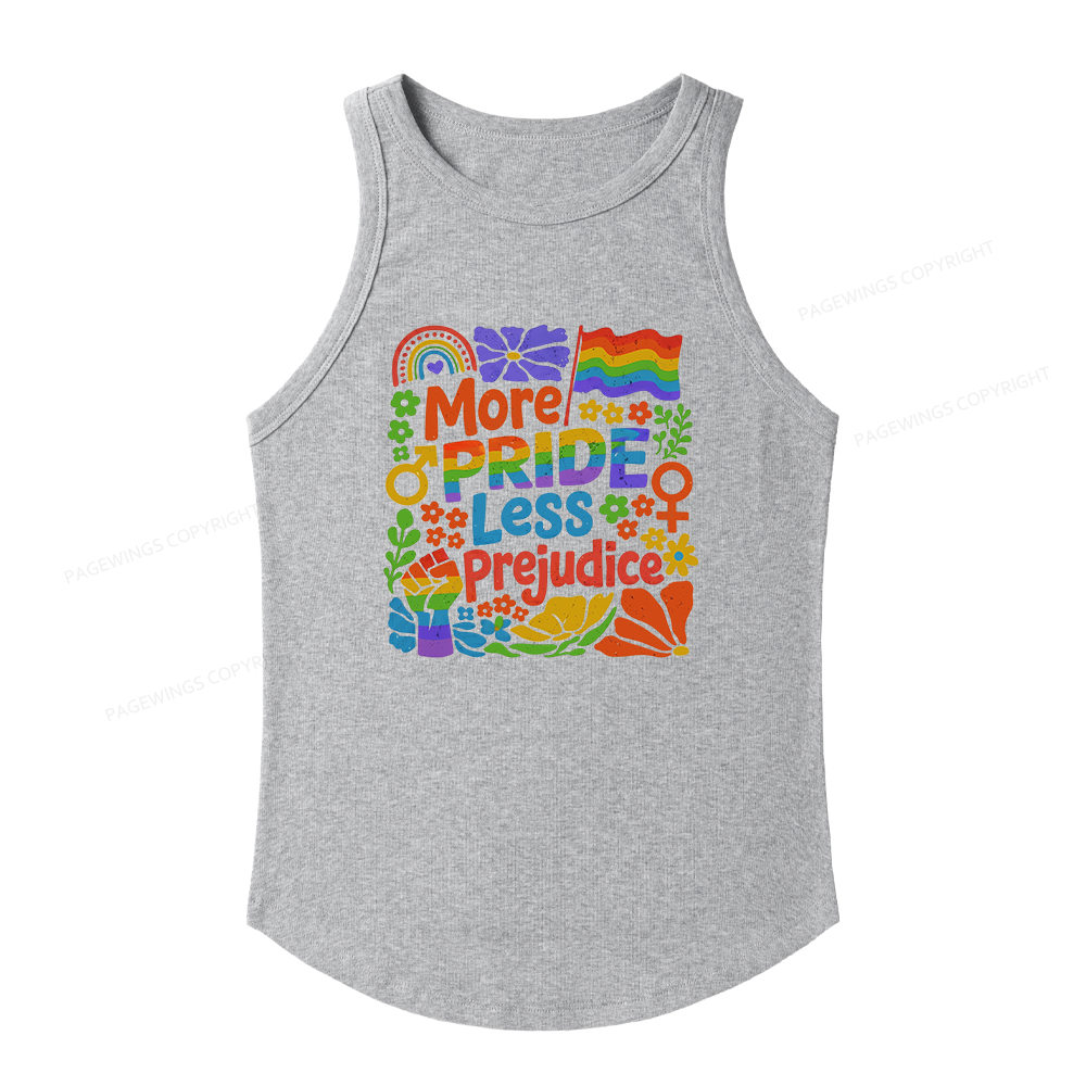 Pagewings Slim Fit More Pride Less Prejudice Women's Fitted Tank Top 