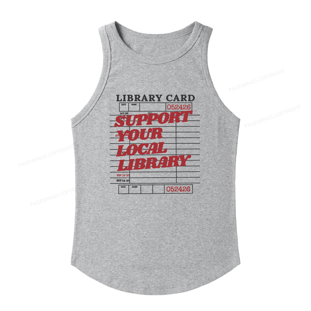 Pagewings Slim Fit Support your Local Library Women's Fitted Tank Top 