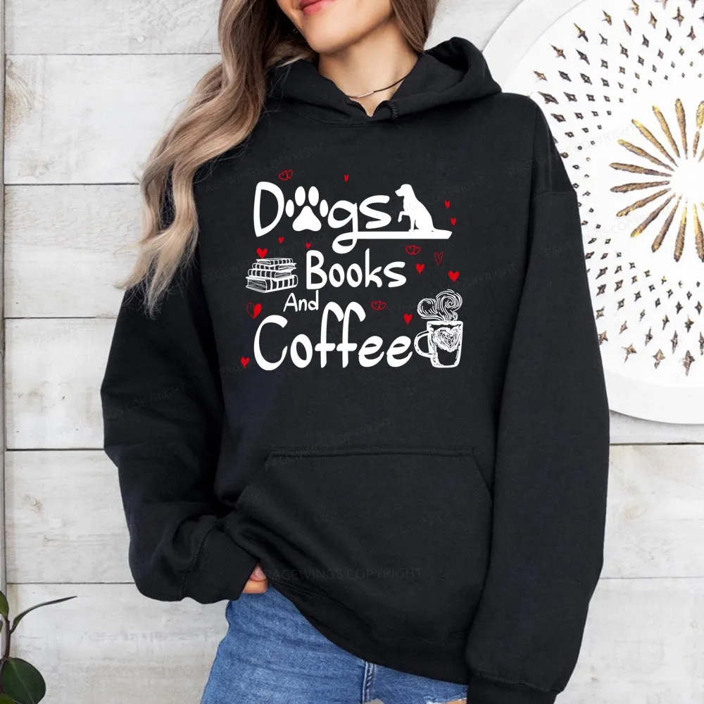 Pagewings Dogs Books And Coffee Unisex Classic Hoodie
