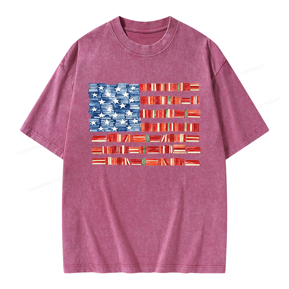 Pagewings Book Flag Unisex Washed T-shirt