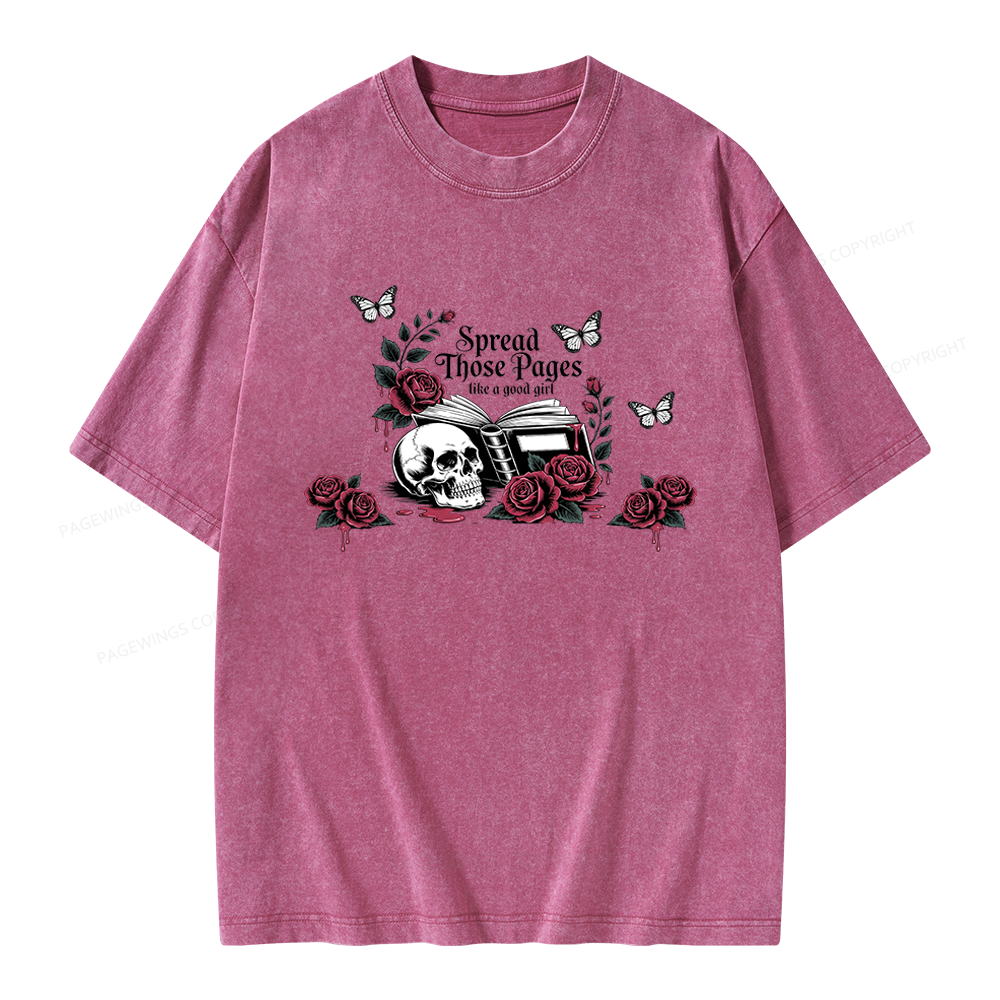 Pagewings Dark Academia Book Lover Unisex Washed T-shirt