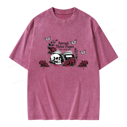 Pagewings Dark Academia Book Lover Unisex Washed T-shirt