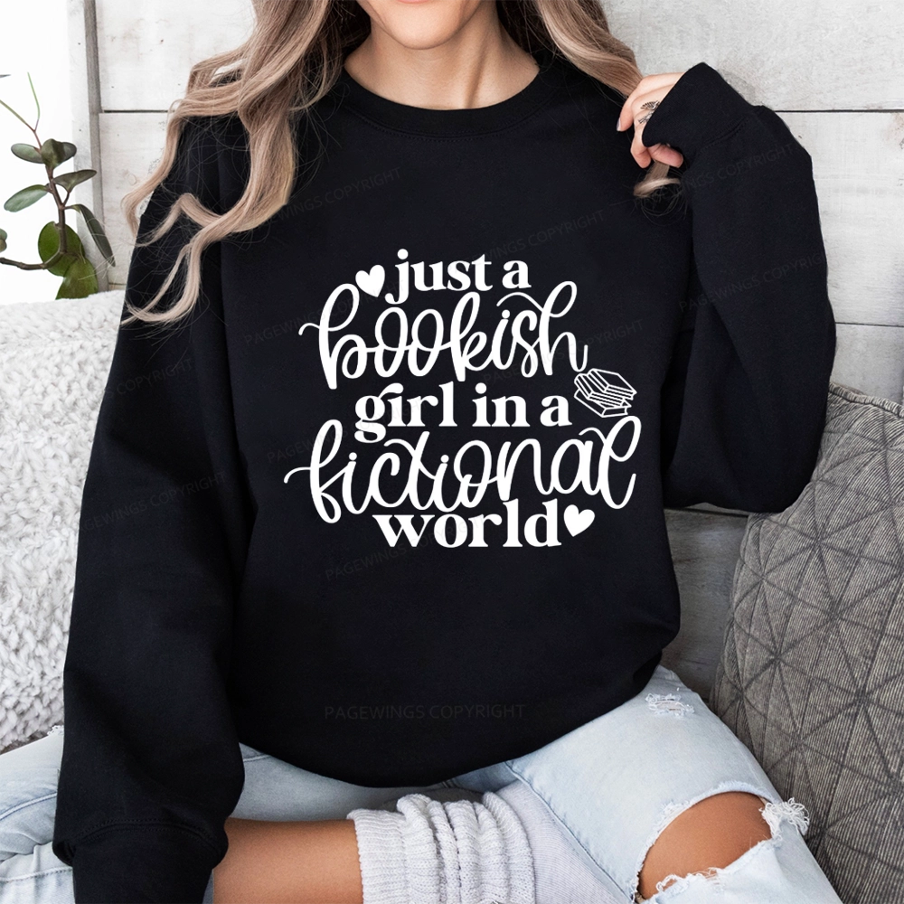 Pagewings Just A Bookish Girl In A Fictional World Unisex Classic Sweatshirt