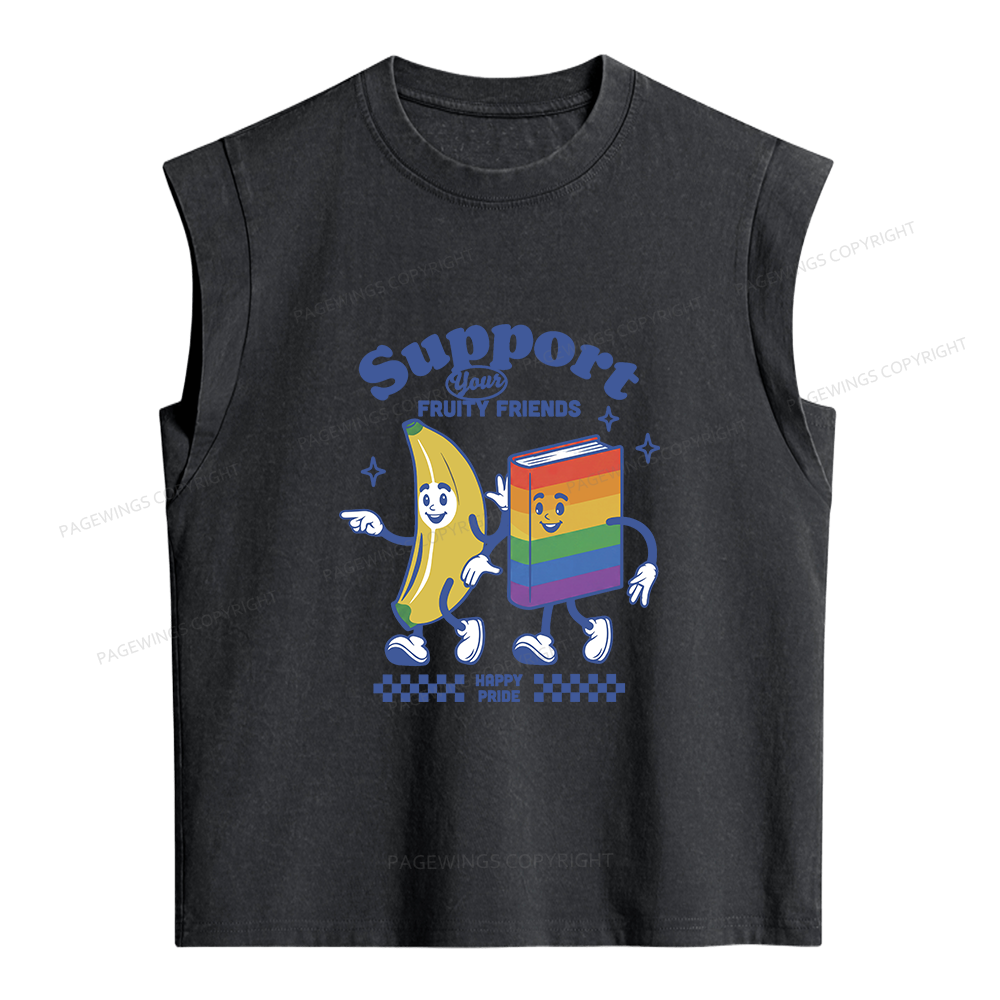 Pagewings Fruity Friends Women's Washed Tank Top