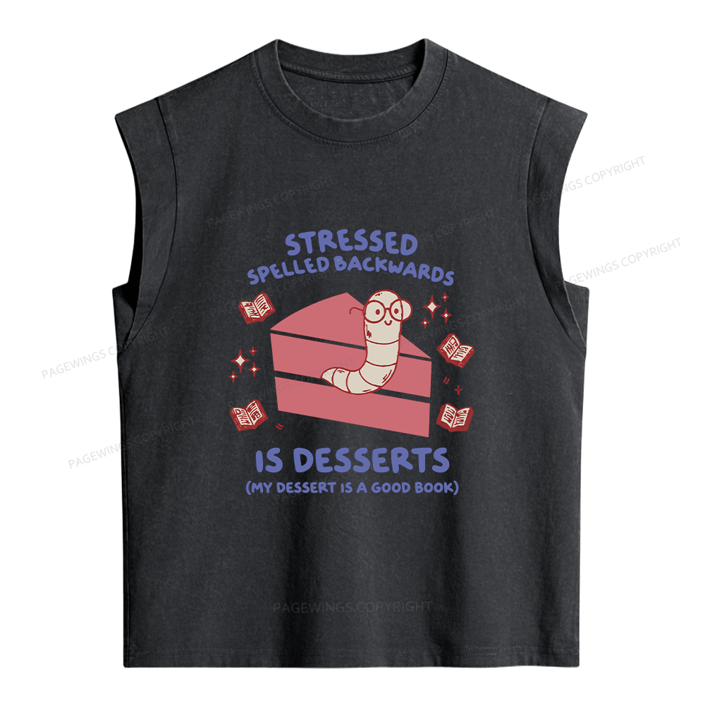 Pagewings My Dessert Is A Good Book Women's Washed Tank Top