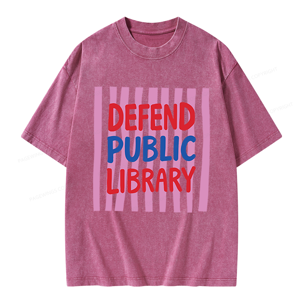 Pagewings Defend Public Library Unisex Washed T-shirt